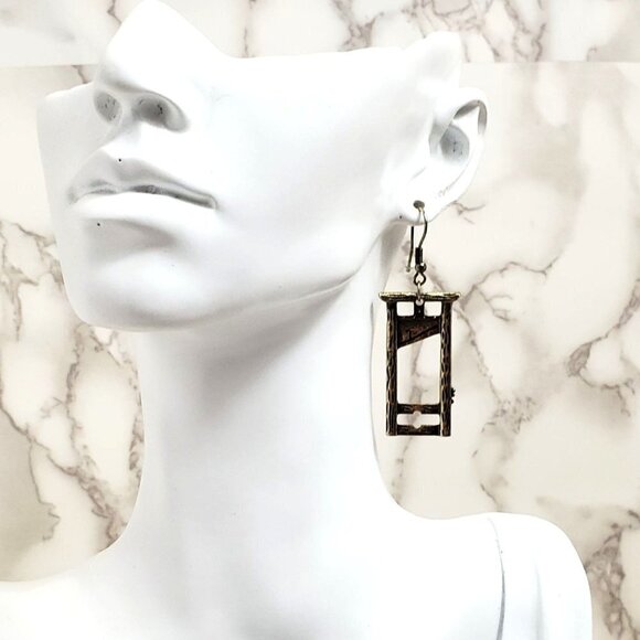 Emory Rose Guillotine Earrings  Bronze Alloy Wire Hook - Picture 3 of 5